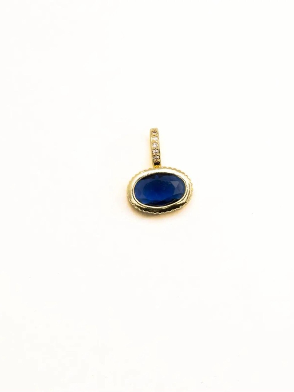 18K Gold Dipped Brazilian Blue Crystal Pendant 19x15mm Waterproof